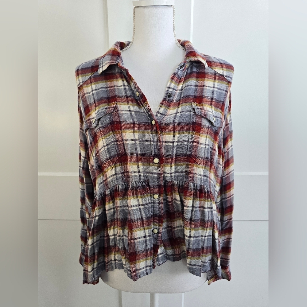 Lucky Brand Babydoll Plaid Button-Up